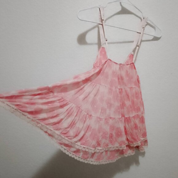 Victoria's Secret Vintage Babydoll Lingerie Unlined Sheer Mesh Floral Top size M - Picture 3 of 9